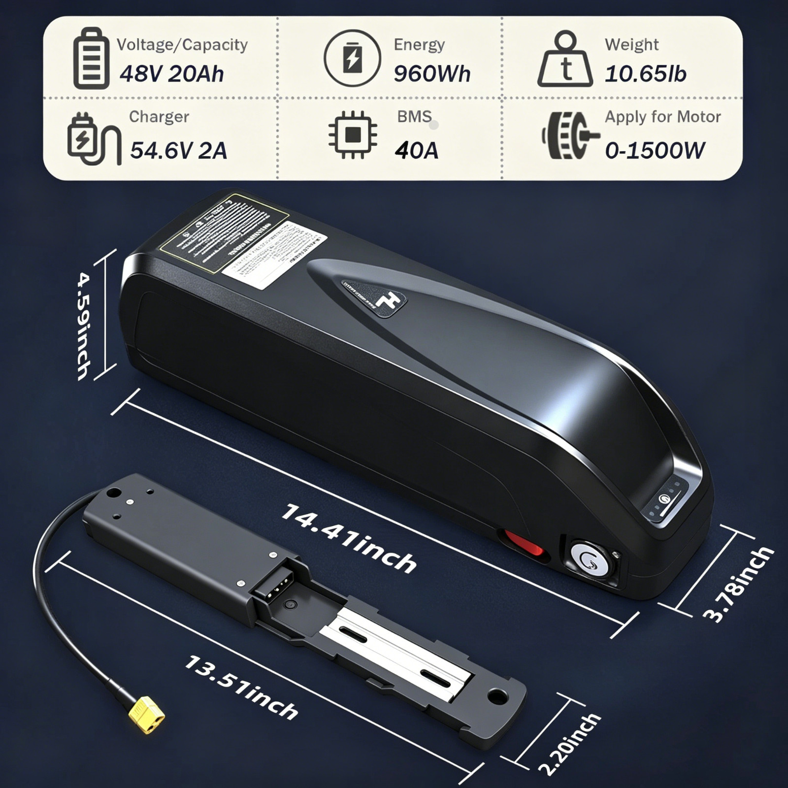 48V 20Ah Rad Power E-Battery Rad External Battery Pack 48V DIY Bicycle Battery