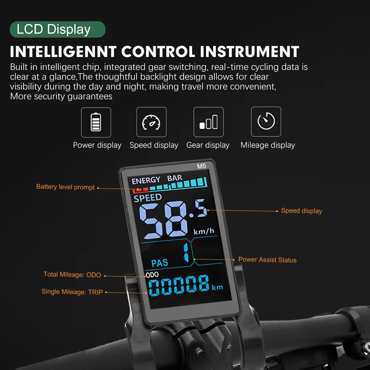 E-Bike Sinewave 3 Mode 17A26A30A40A Controller+Color M5 Display 350W-2000W Motor