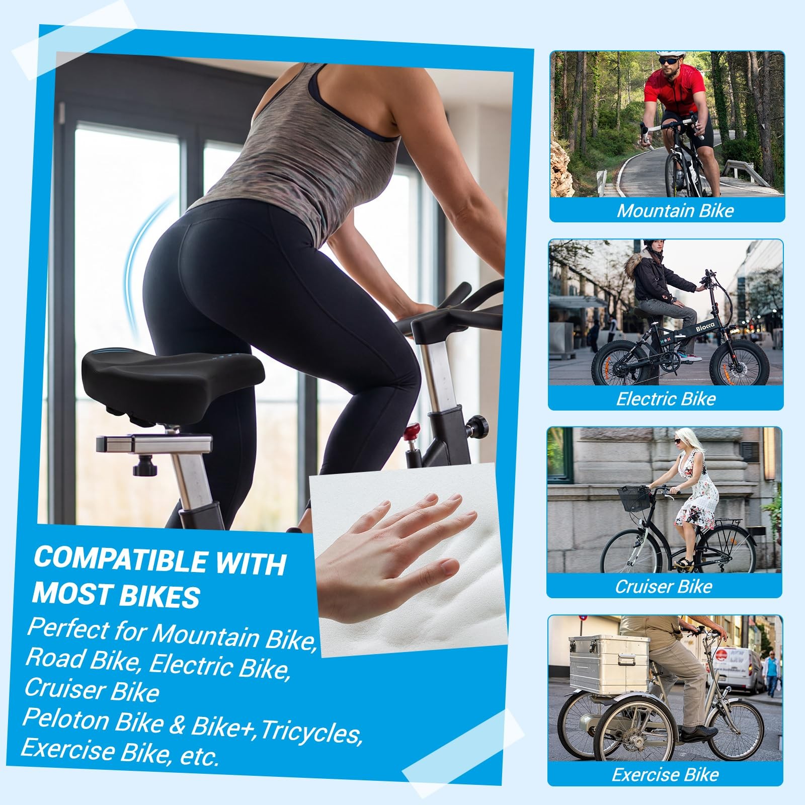 2026 New Ultra-Wide Oversized Bike Seat Cushion for Men & Women, Comfort Memo…