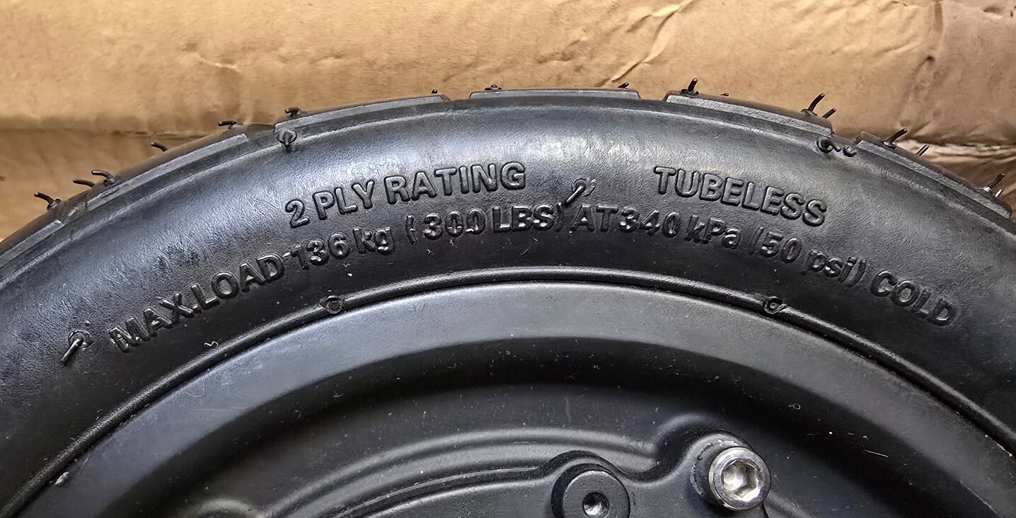 BOX of Two (2) Brushless, Hub Motor with 10″ OD Tire, 500W. No threaded shafs