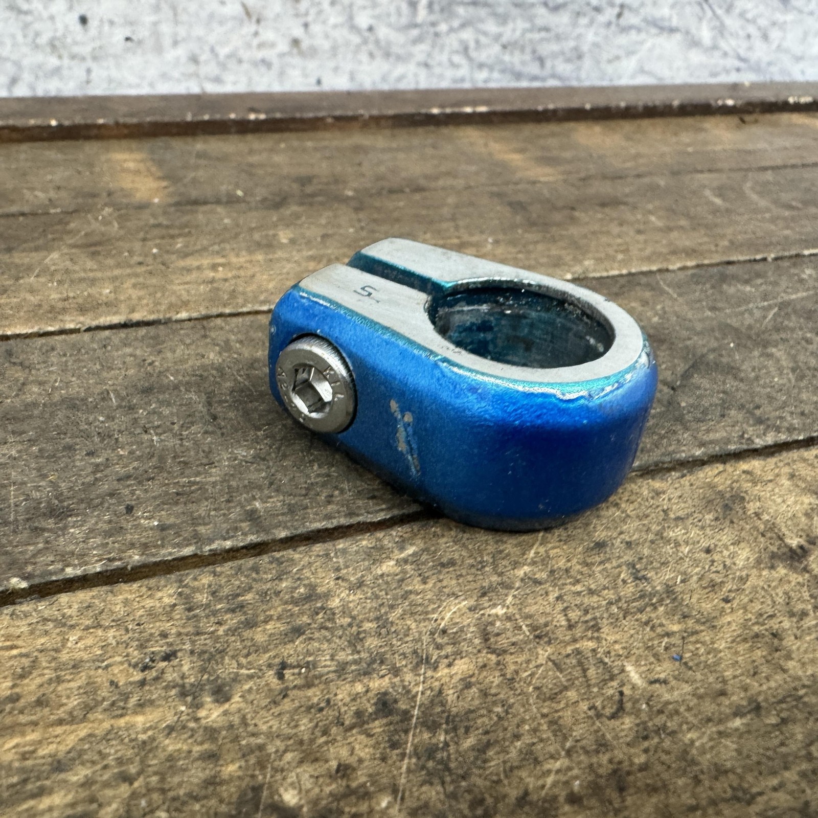 Vintage SR BMX Bicycle Seatpost Clamp 25.4mm Blue 80s Alloy Old School Painted