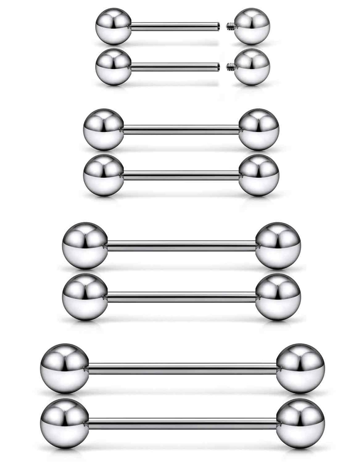 16G 14G 12G Titanium Tongue Rings Nipple Piercings Externally/Internally Thre…