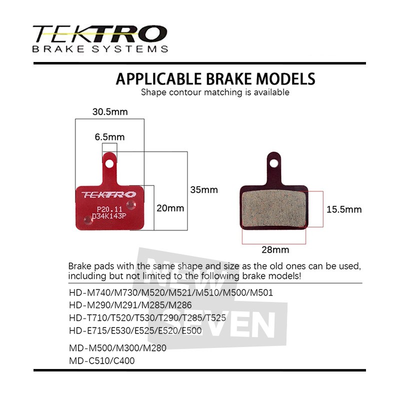 TEKTRO 15Pairs P20.11 Disc Brake Pads Ceramic Metal Auriga Tune TWIN W/ Spring