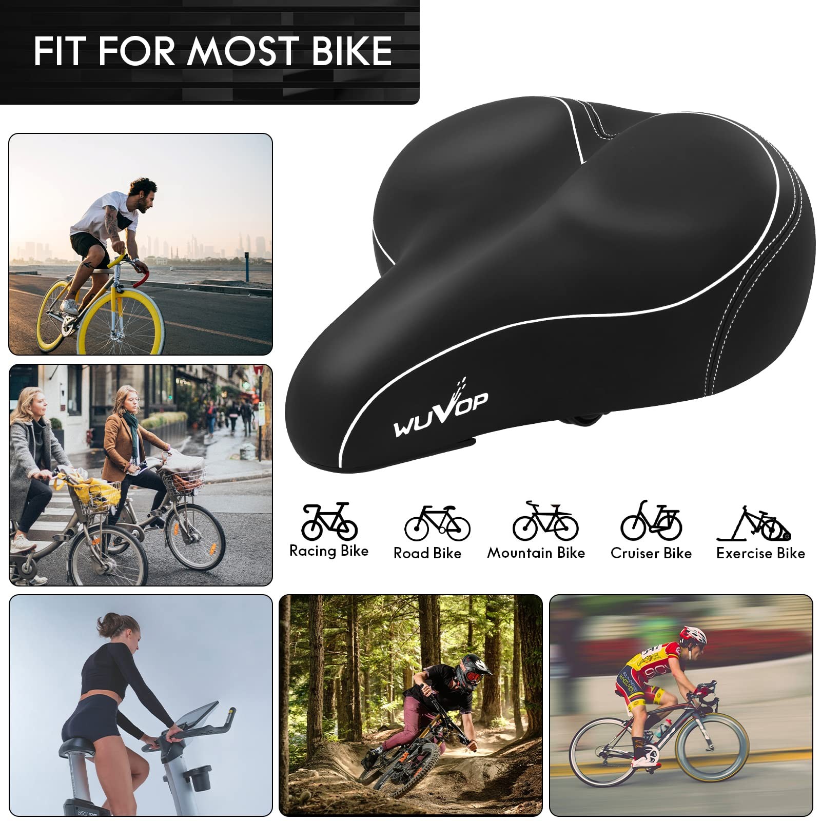 Universal Bike Saddle Replacement Comfortable Waterproof Reflective Bicycle Seat