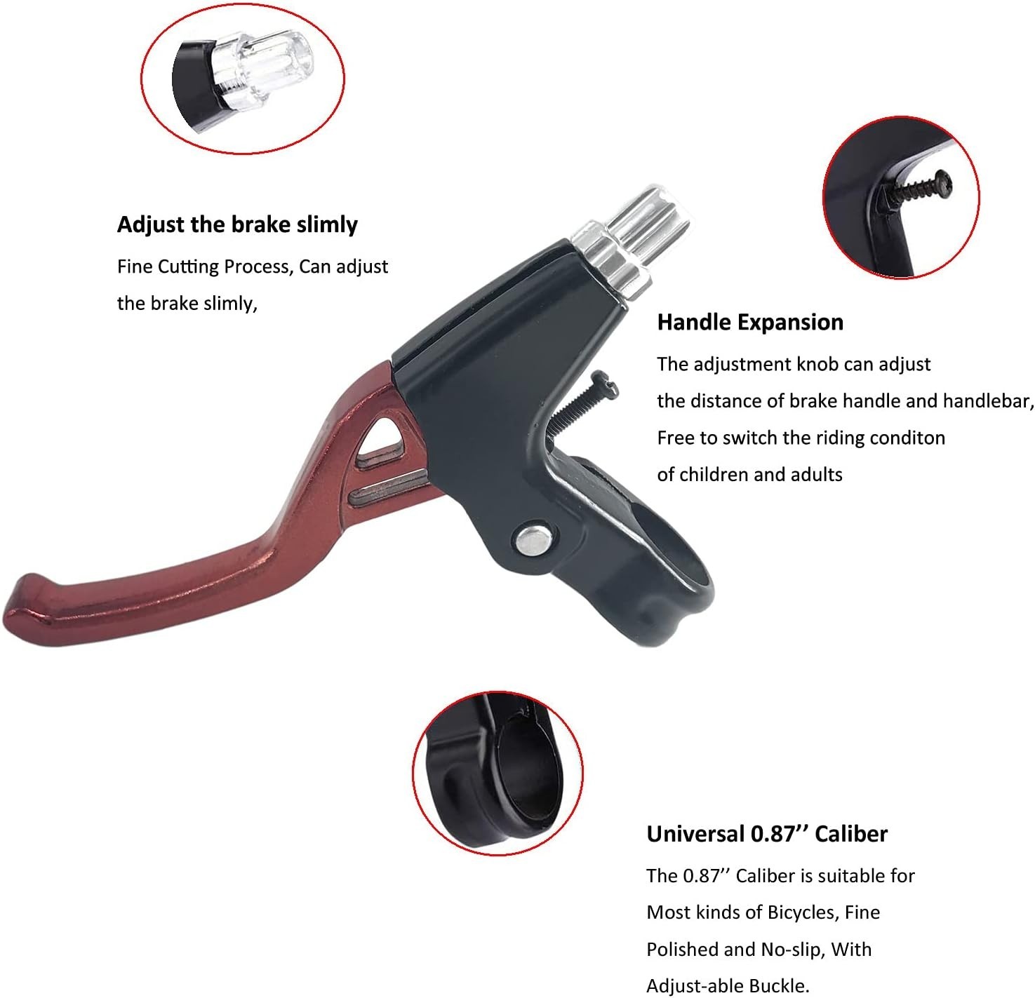 1 Pair Universal Aluminum Alloy Bicycle Brake Levers 2.2cm for MTB BMX Road Bike