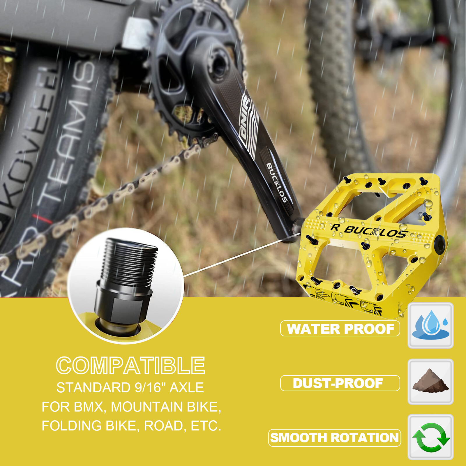 MTB PEDALS BIKE FLAT SEALED BEARING NYLON BICYCLE ROAD PLATFORM WIDEN PEDALS US