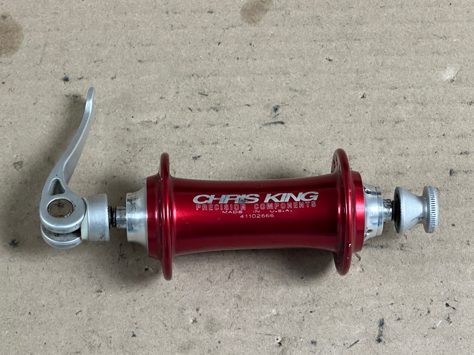 Vintage Chris King Front Hub 28h 9x100mm Road/MTB, Red Anodized, VGC