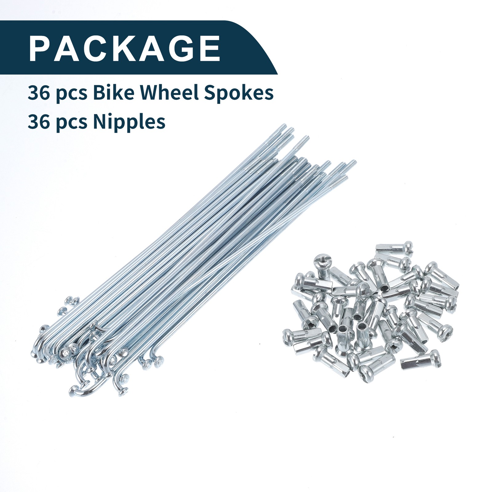 1 Set 13G 114mm Length Bicycle Spokes Nipple 45 Steel Galvanized Universal