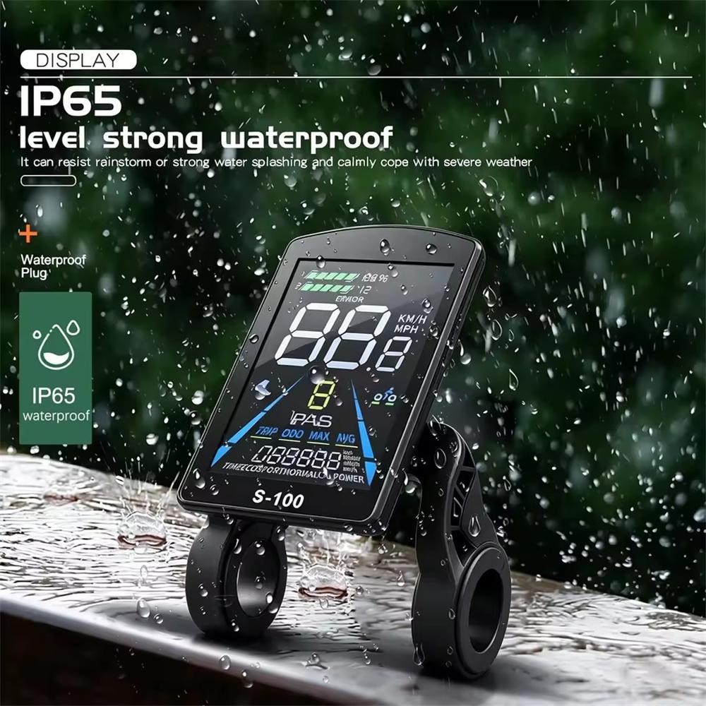 24-72V S-100 LCD Color Display Power Speed Panel Meter w/NFC for Electric Bike