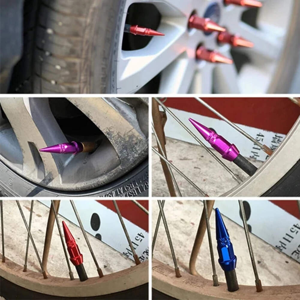 Car Tire Valve Caps Car Motorcycle Bullet Wheel Tire Valve Caps Spike Shaped Alu