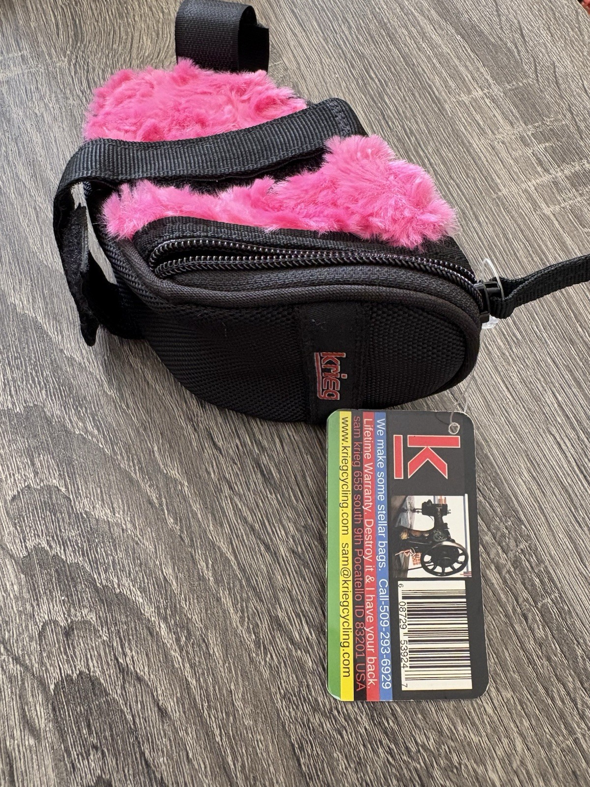 Krieg Cycling Saddle Bag Pink Fuzzy Furry Biking Road Bike Accessories
