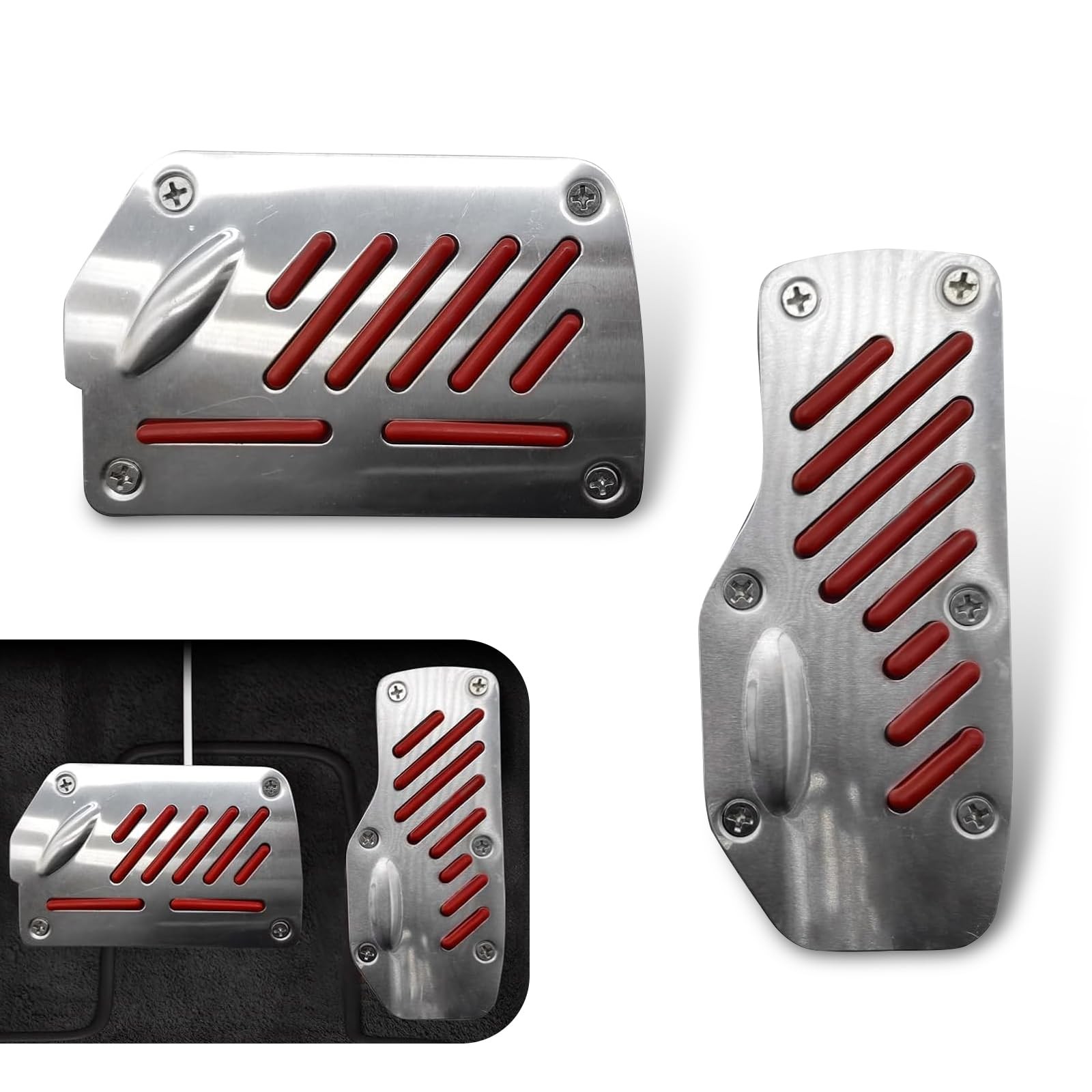 Car Brake Pedal Cover, Universal Automatic Transmission Pedal Red 2 PCS