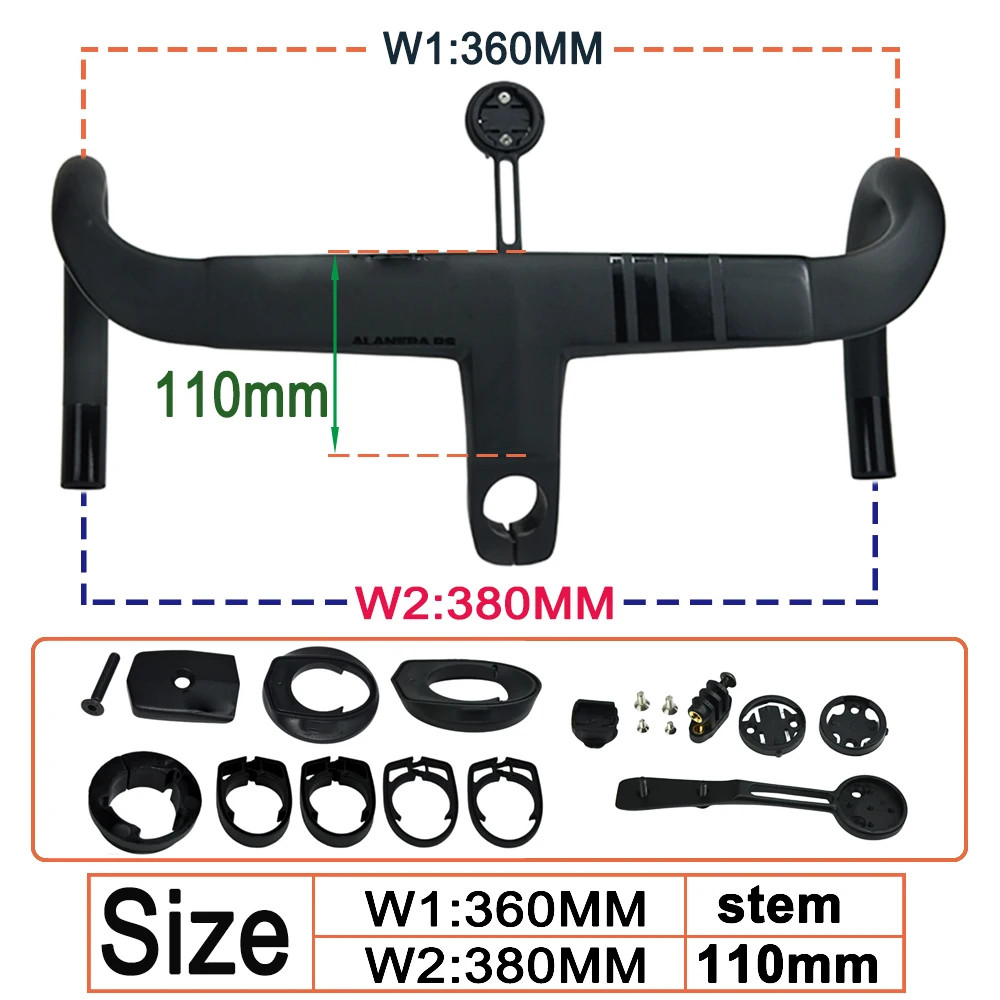 Carbon Road Bicycle Handlebars All Internal Circuits with Free Computer Stand