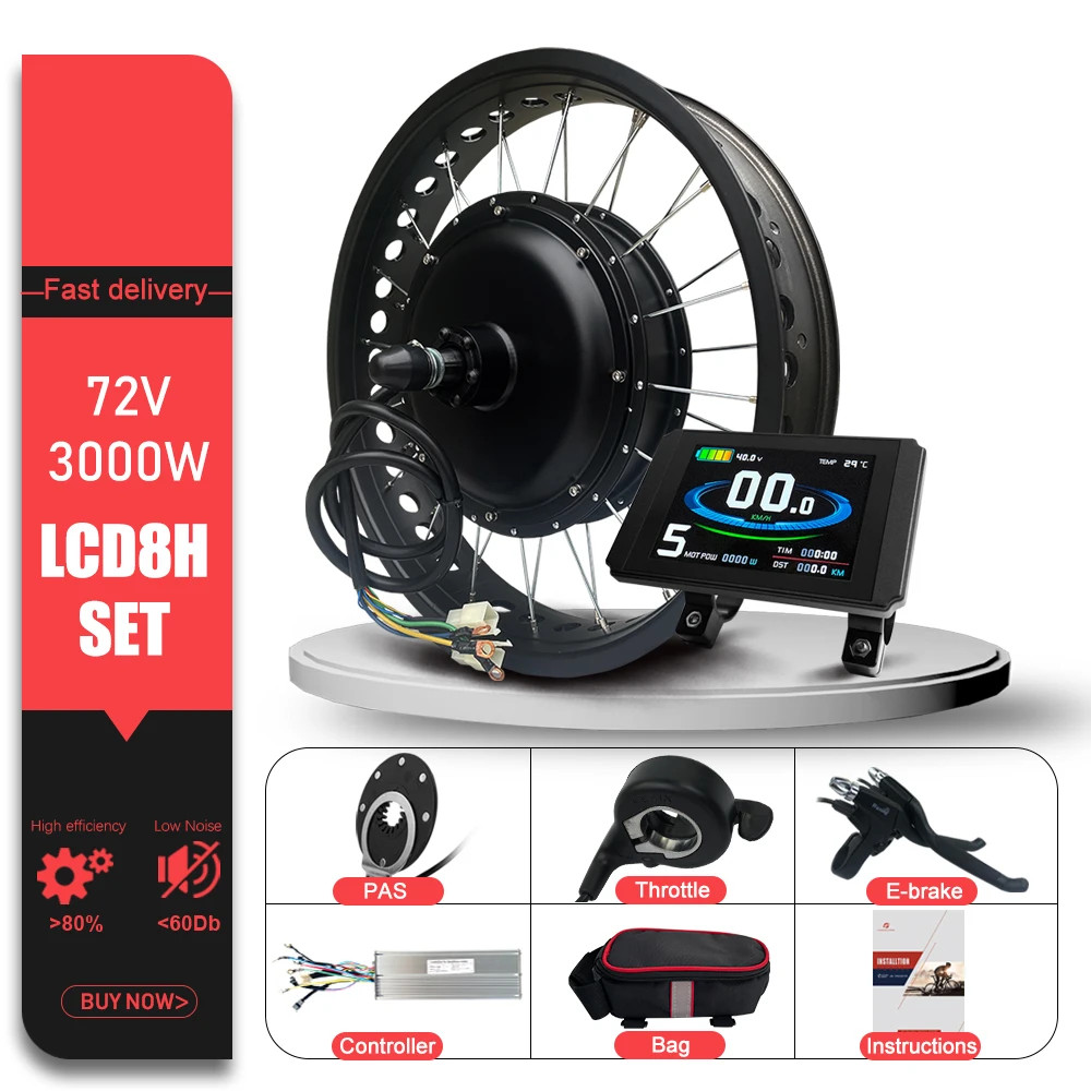 Snow E-bike Fat 72V 3000W Rear Cassette Brushless Hub Motor Wheel 20/24/26inch
