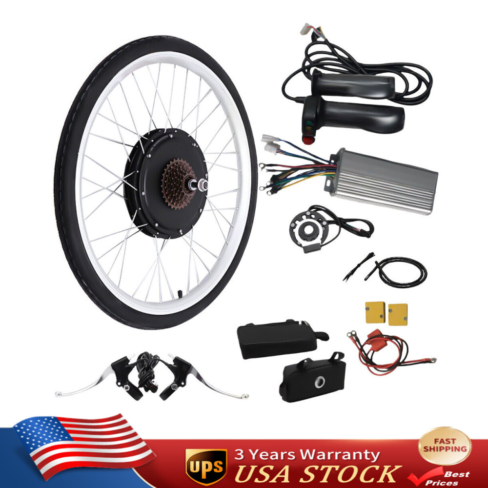 26″ 48V Electric Bicycle Rear Wheel Ebike Hub Motor Conversion Kit 1000W