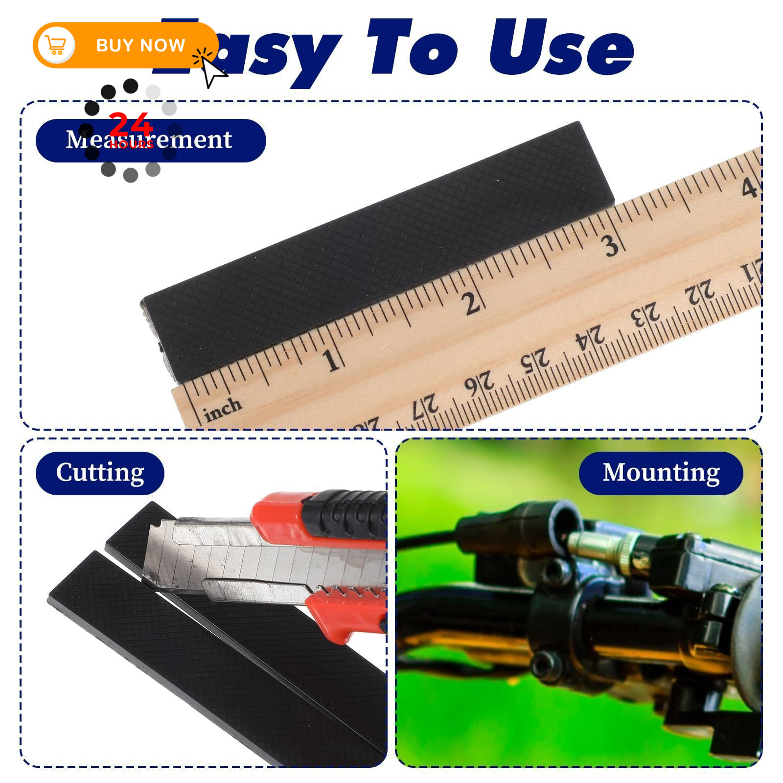 12PCS Bicycle Handlebar Rubber Gasket with 2 Long 22.2*31.8/25.4*31.8, Black