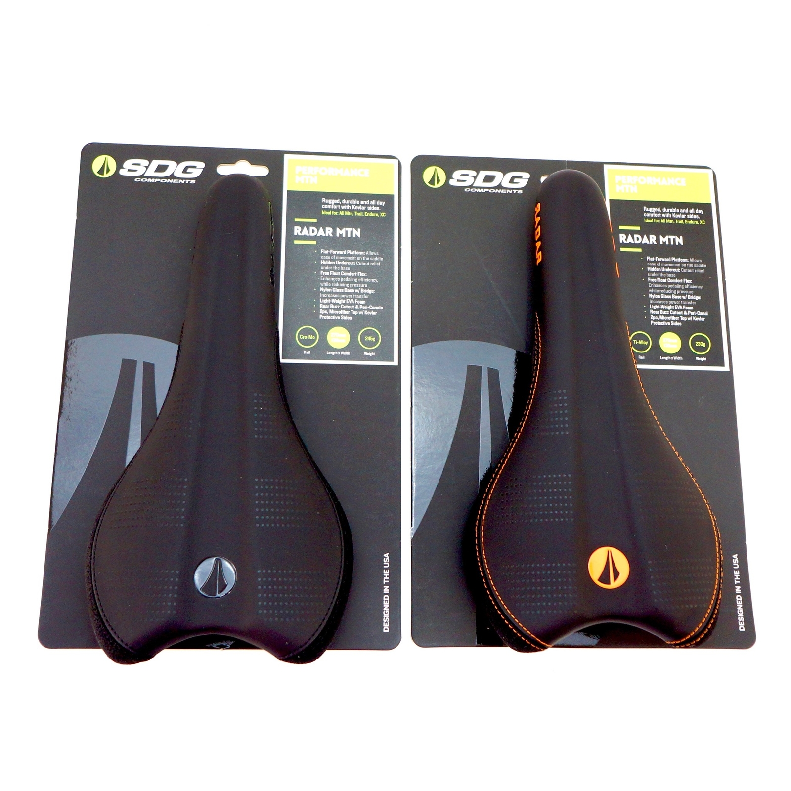 SDG Radar MTN 270x138mm Road MTB Bicycle Saddle Ti-Alloy Rail or Cr-Mo Rail
