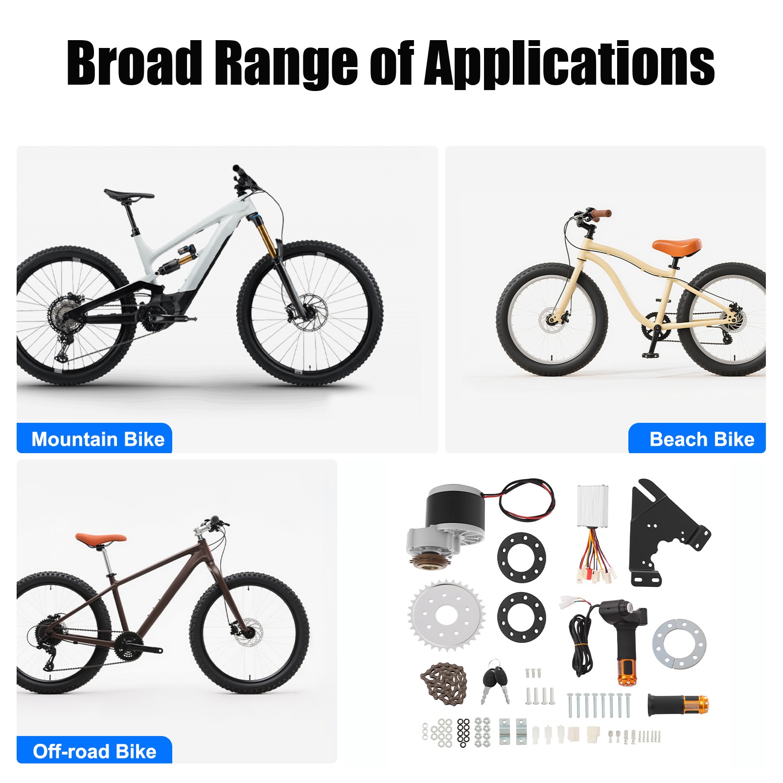 250W 24V Electric E-Bike Conversion Kit Brush Motor w/freewheel Motor Controller