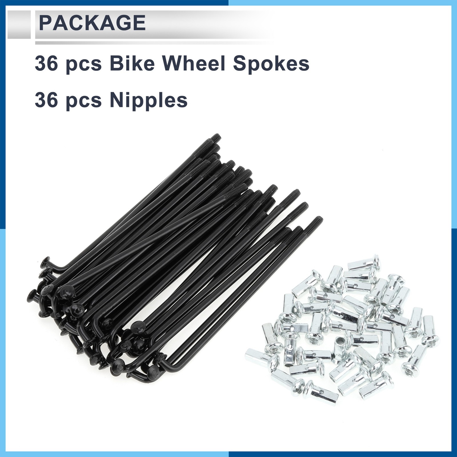 1 Set 12G 76mm Length Bicycle Spokes Nipple Carbon Steel Universal