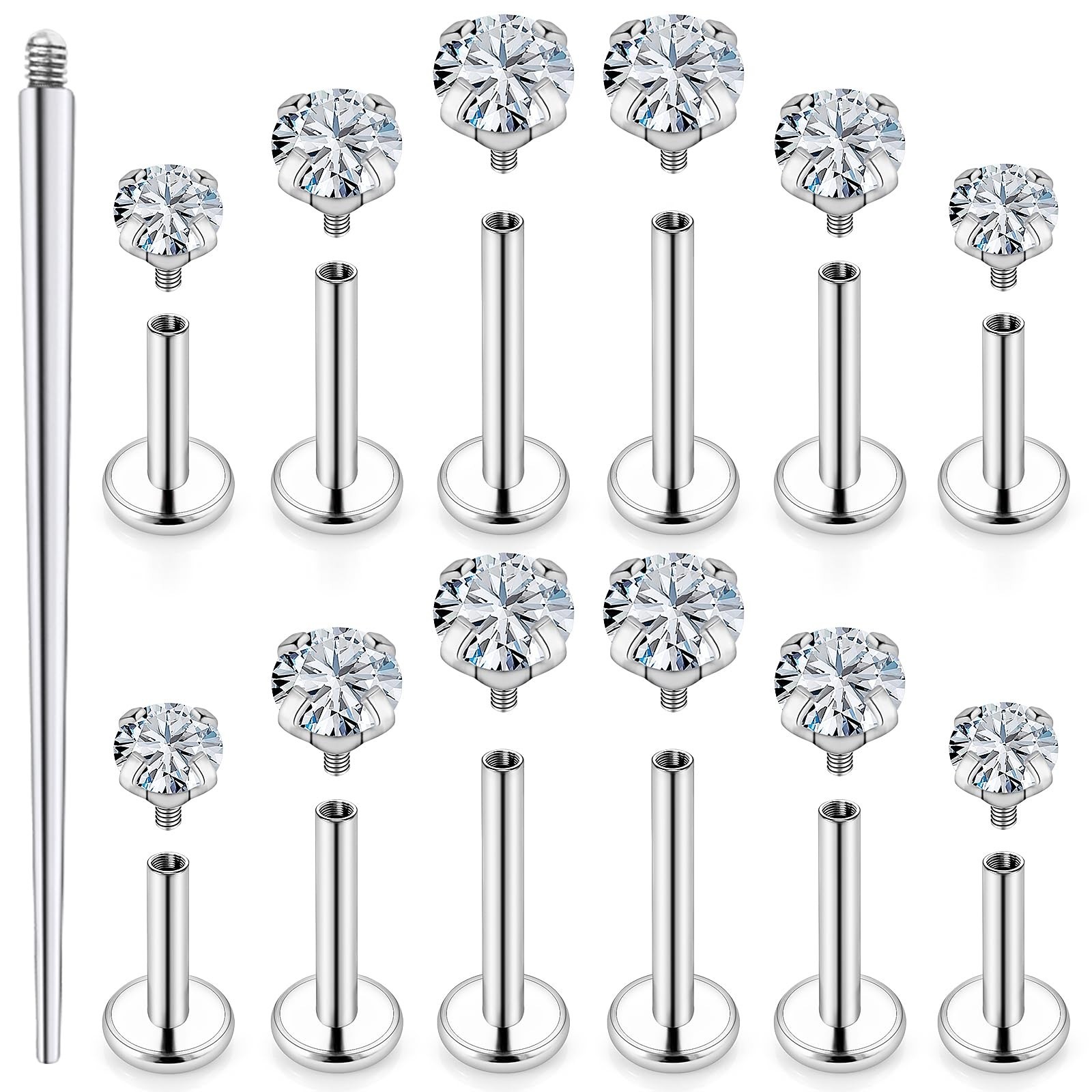 18G 16G 14G Lip Labret Medusa Nose Rings Studs Flat Back Earrings Internally …