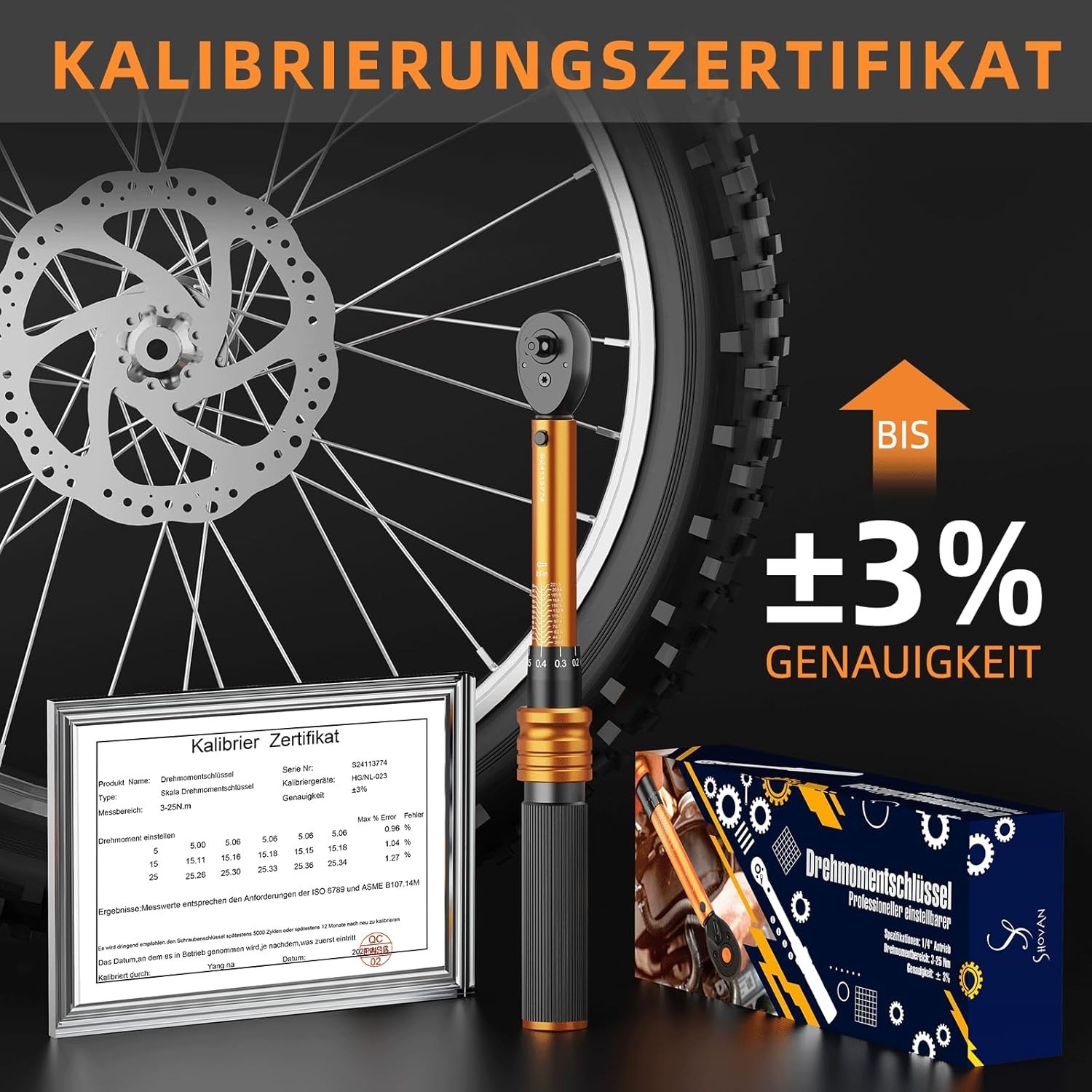 Torque Wrench Bicycle 1/4 Inch, 3-25 Nm, ±3% Error Accuracy, 72 Tooth…