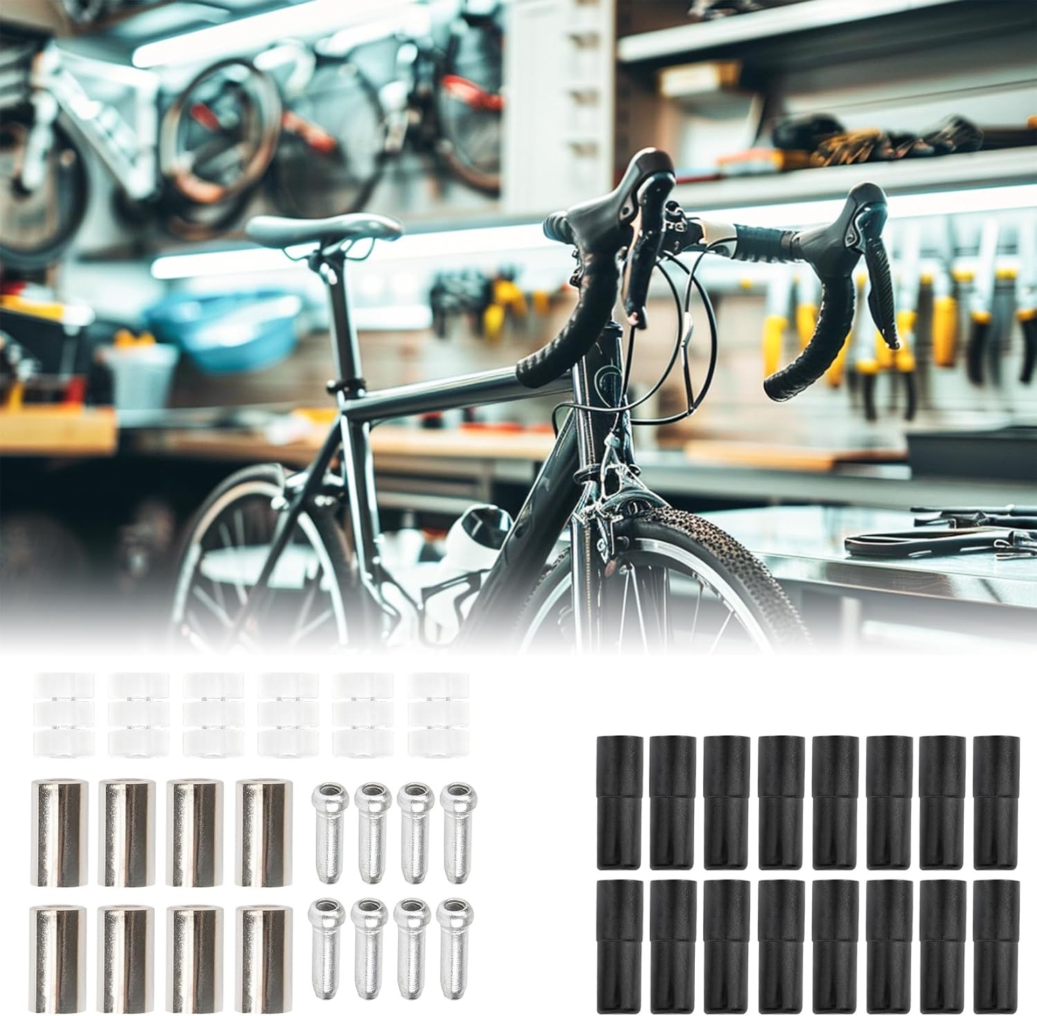 44PCS Bike Brake & Gear Cable Kit Universal Shifter Cable Housing Set Cycling Pa