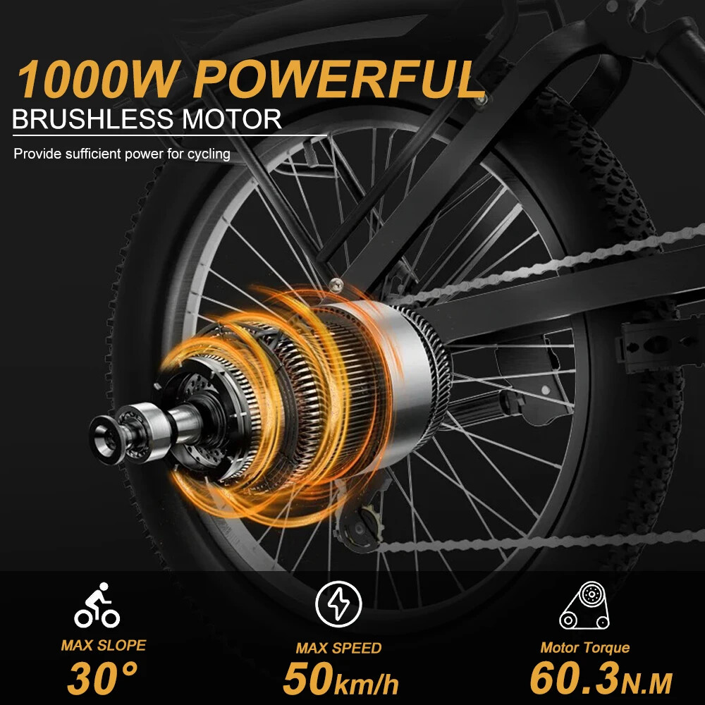 48V 1000W 1500W Snow Electric Bicycle Fat Tire Rear Rotate Hub Motor 20/24/26”