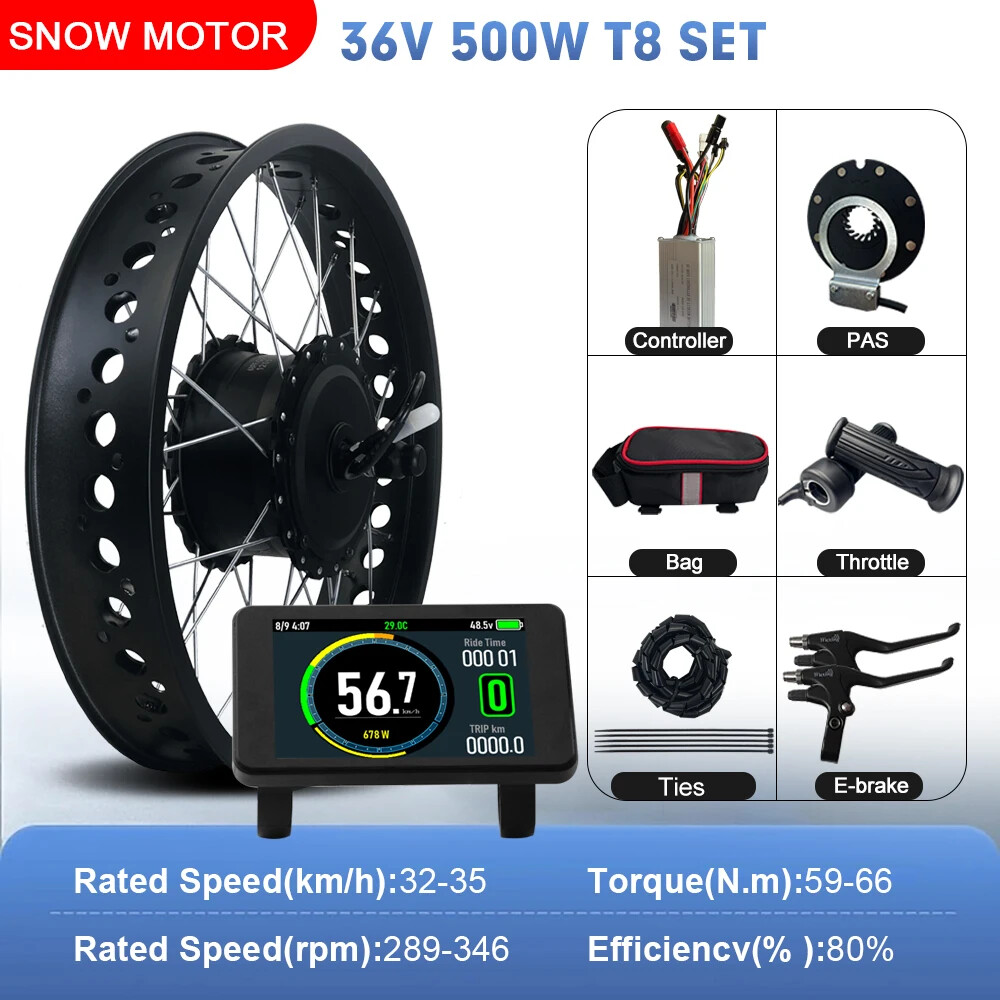 20/24/26In 36V 48V 500W Snow Ebike Fat Tire Brushless Gear Front Wheel Hub Motor