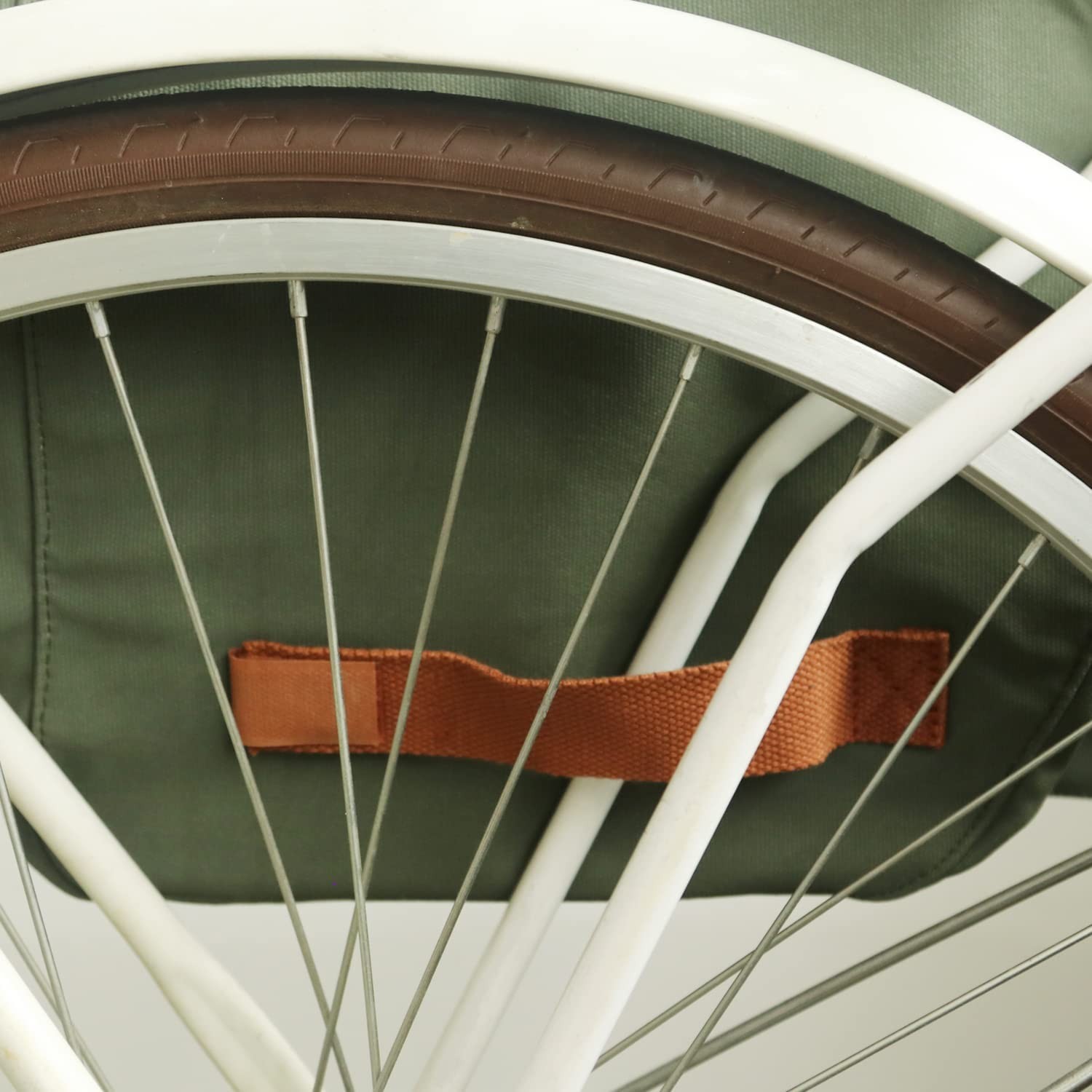 TOURBON Canvas Bike Bags Rear Rack Roll-up Bicycle Panniers Waterproof Green