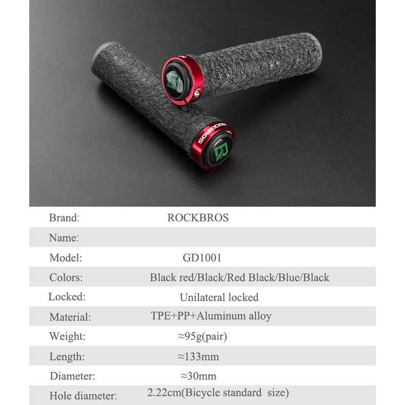 ROCKBROS Bike Handlebar Grips,Single Lock on Bike Soft Non-Slip-Rubber Hand Grip