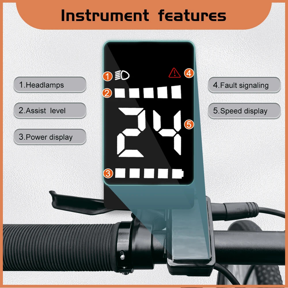 24V/36V/48V Electric Bike DZ40 LCD Display 5PIN Waterproof for Mid Drive Motor