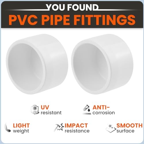 8-Pack PVC External End Caps Furniture Grade Pipe Plug Socket Fitting 1 Inch