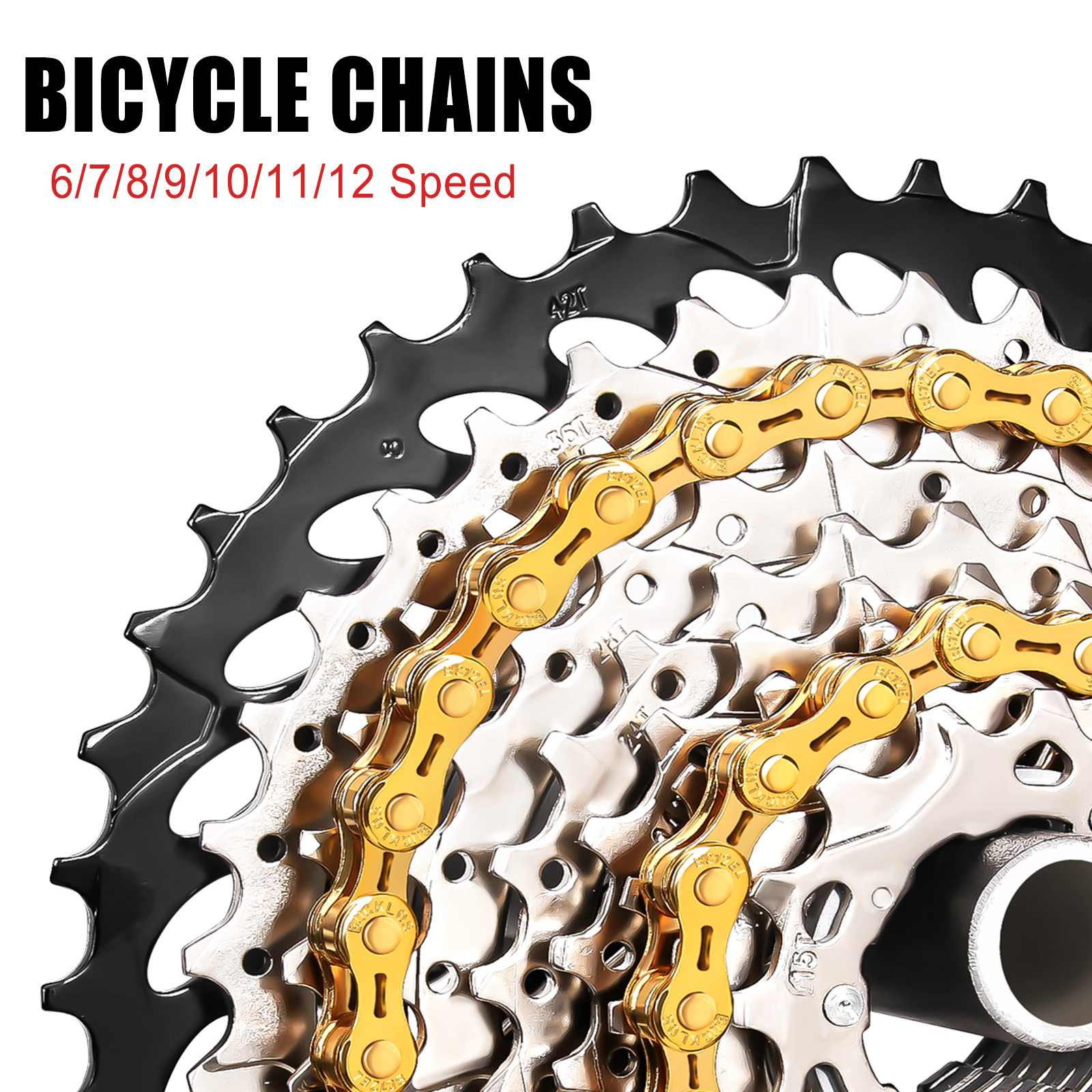 for Shimano SRAM KMC 8/9/10/11/12 Speed 11-52T Bike Cassette 116/126 Links Chain