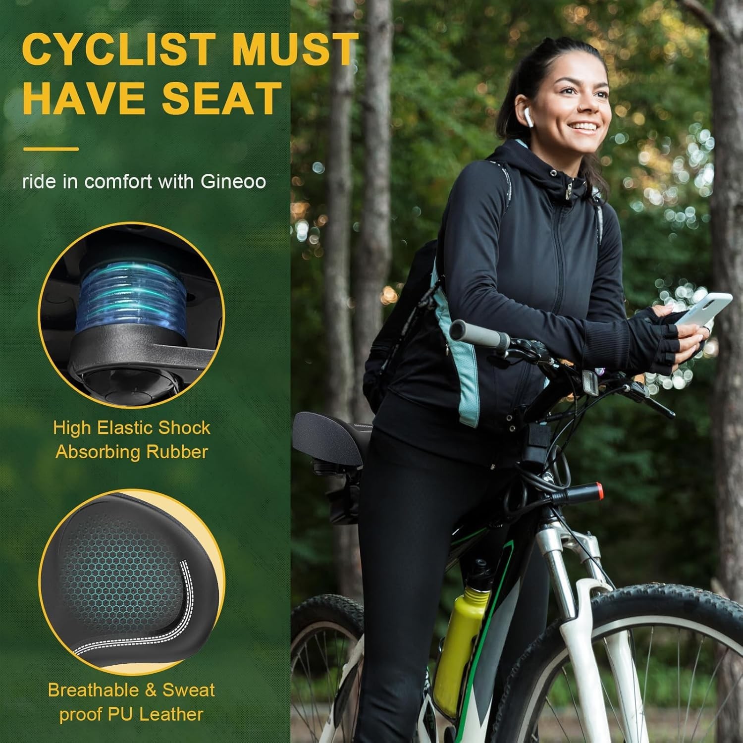 Noseless Oversized Bike Seat Cushion, Comfortable Bicycle Seat for Men & Wome…