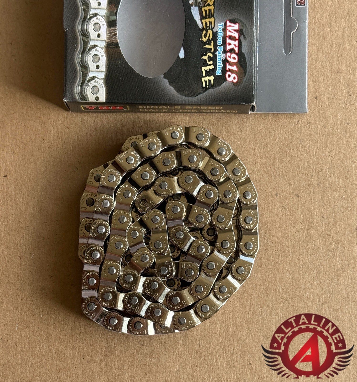 YBN ALTALINE Chain 1/2×1/8x 112-HalfLink 1/Speed Freestyle Bike Cruisers CHROME.