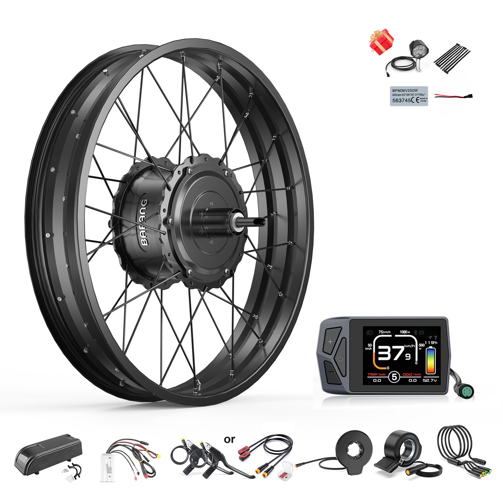 48V1000W Bafang Rear 20” 26″ Wheel Hub Motor DIY Fat Tire Ebike Conversion Kits