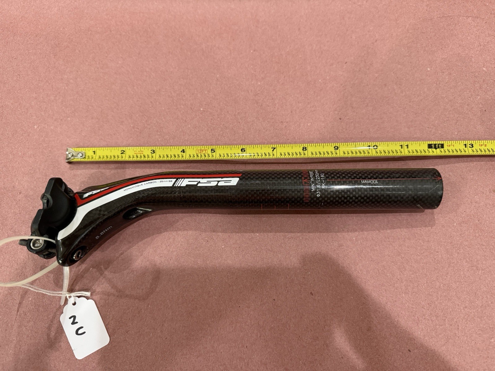 NEW NOS TAKEOFF FSA CARBON K-FORCE 31.6 SEATPOST 250 MM