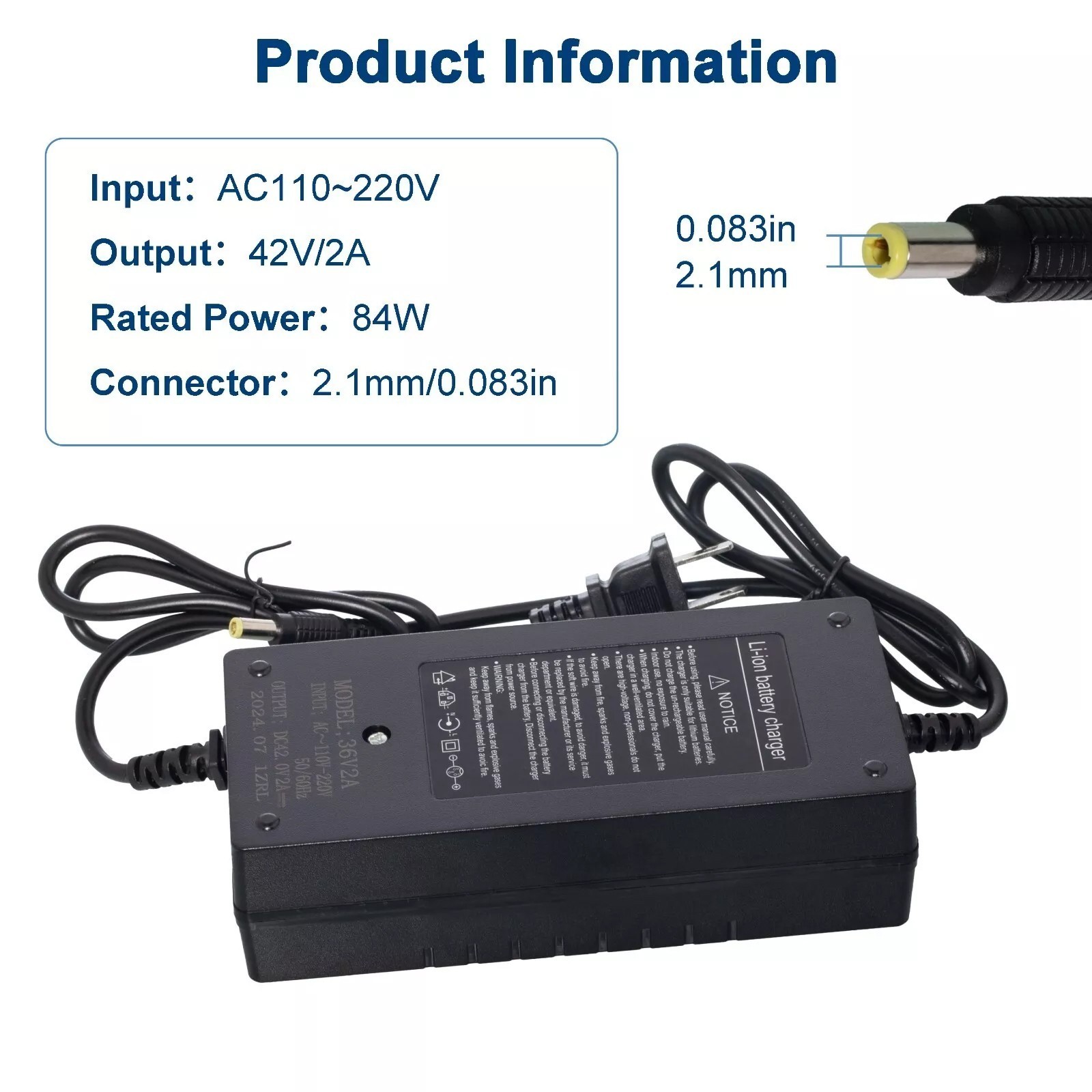 42V 2A 5A Li-ion Lithium Battery Charger DC For Electric Bicycle Smart Charger