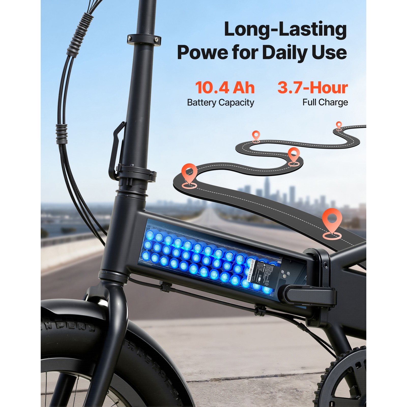 Uimoso Folding Electric Bike Lithium Battery 48V 10.4Ah 1000W with BMS