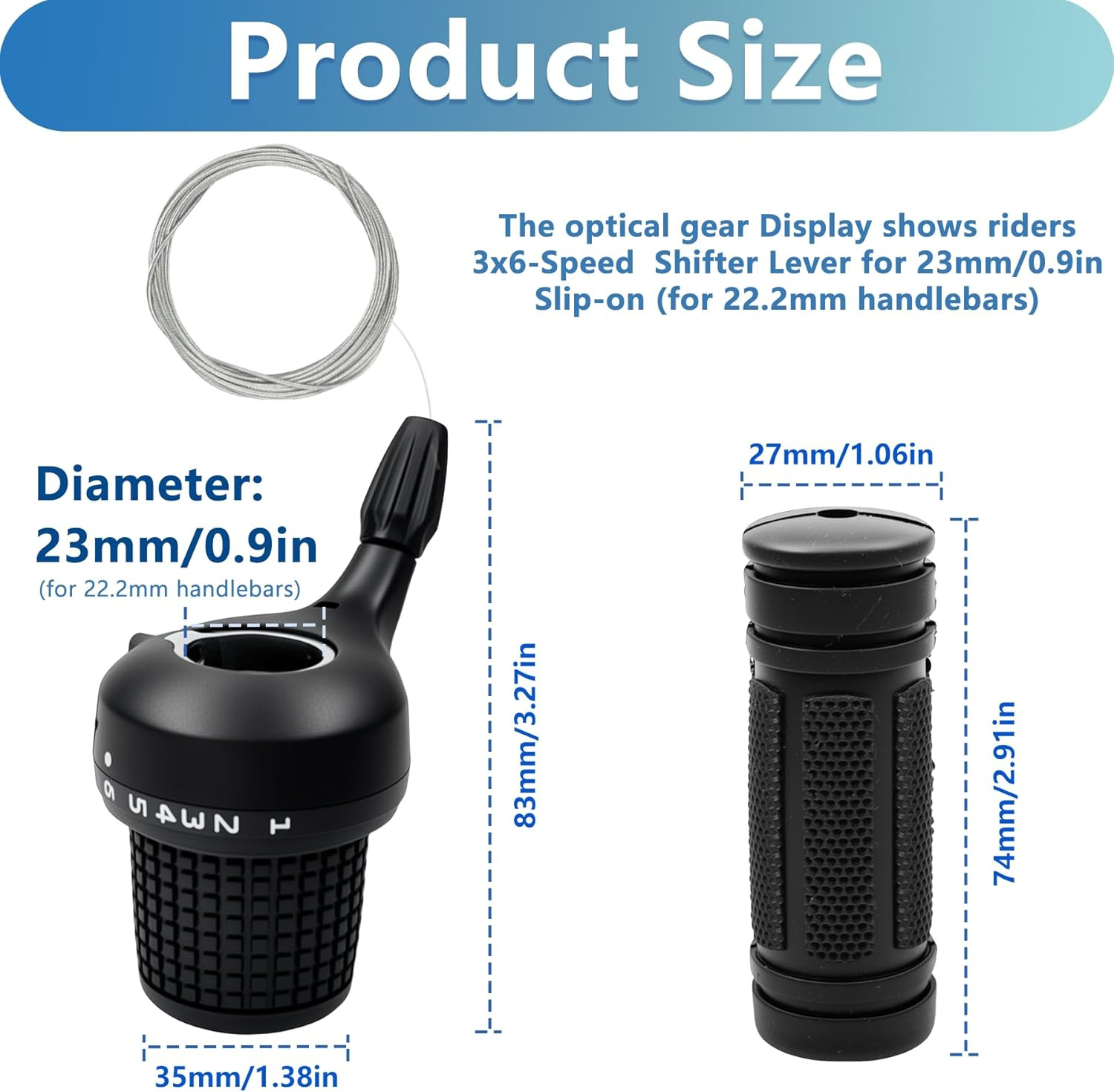 Bicycle 18 Speed Shifter Twist Shifter Lever 3X6 Speed Grip Shift Left and Right