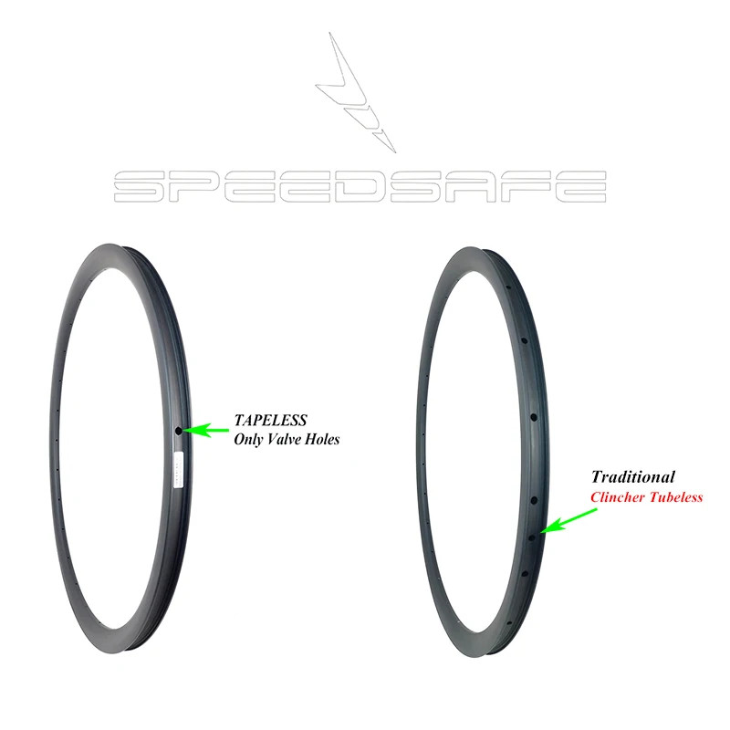 700c Clincher Tubeless Off-Road Bicycle Carbon Rim Gravel Bike Wheels 24H 28H