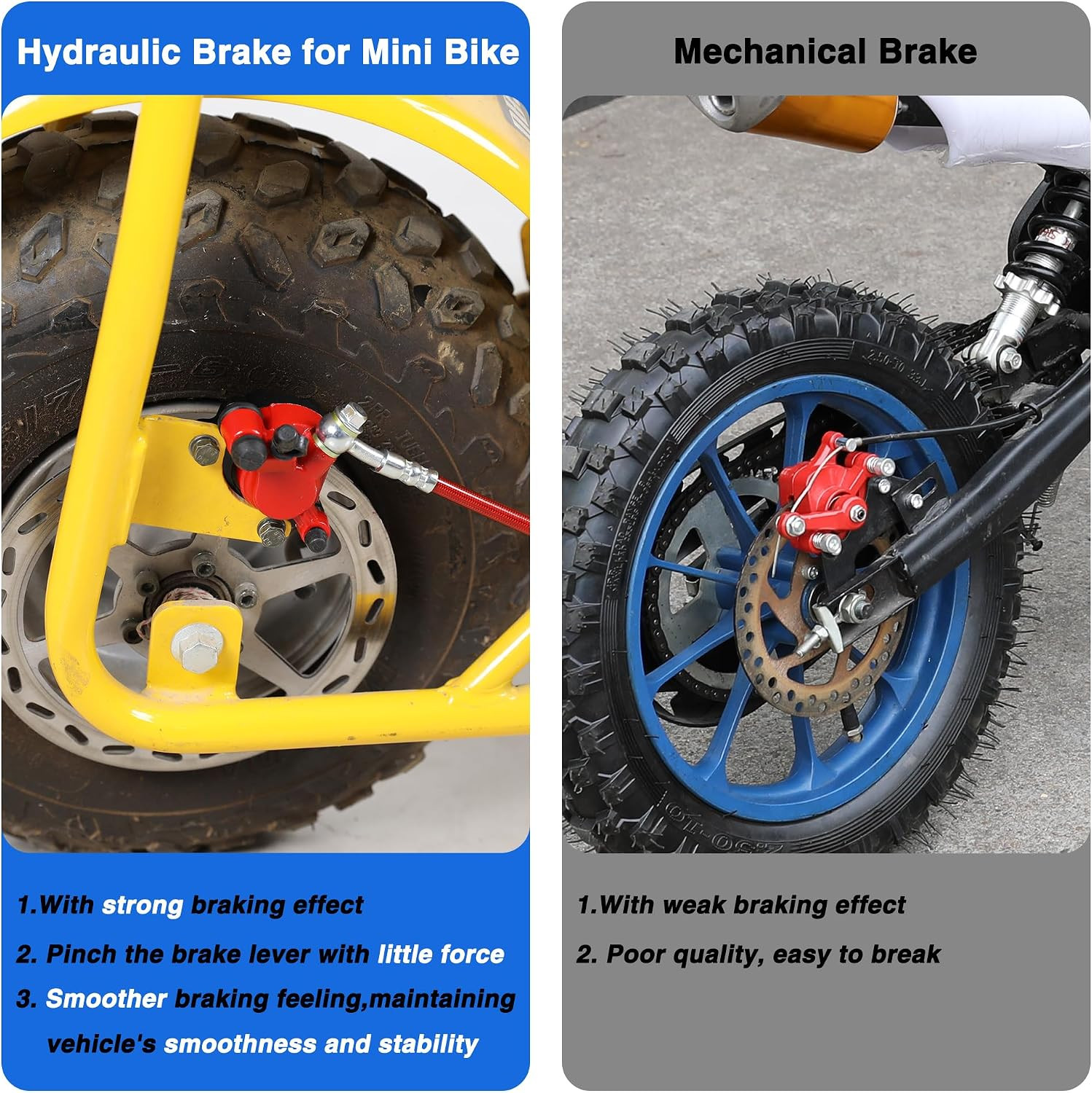 Mini Bike Hydraulic Brake Kit with 180Mm Mini Bike Rear Disc Brake Rotor Replace