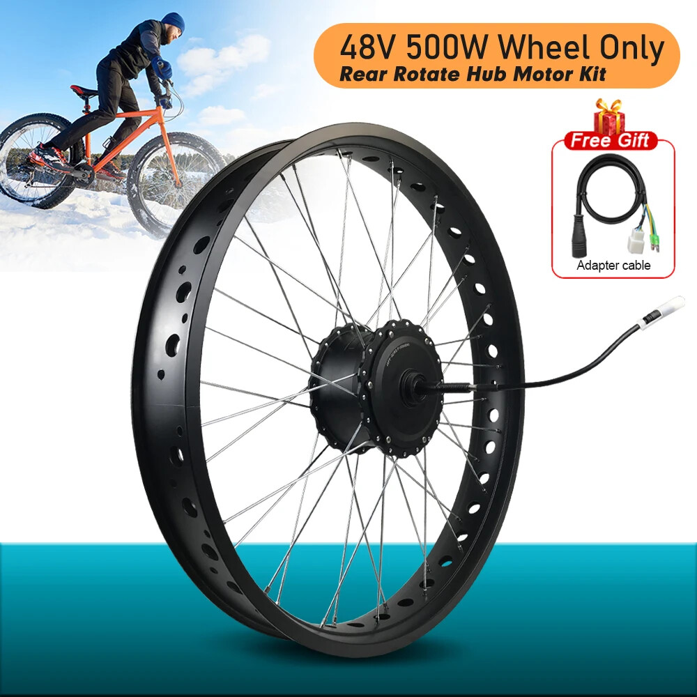 20 24 26inch Snow Ebike Conversion Kit 36V 48V 500W Rear Rotate Hub Motor Wheel