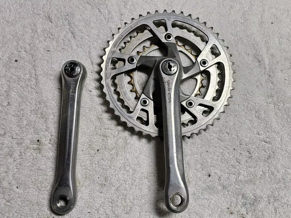 Vintage Sakae CR Turbine Crankset Triple 28-39-48 Mountain Touring Crank