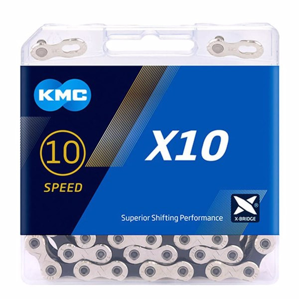 KMC X10 10-Speed Stretch-Proof Bike Chain Road 1/2″ X 11/128″ – 116 Links Gray