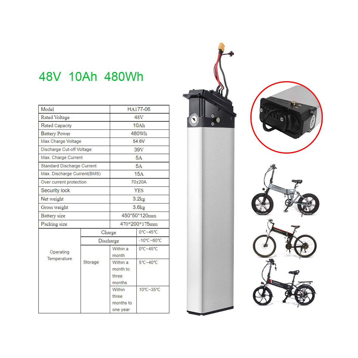 48V 10Ah Ebike Lithium Battery Electric Bicycle Battery For 48V Folding E bike