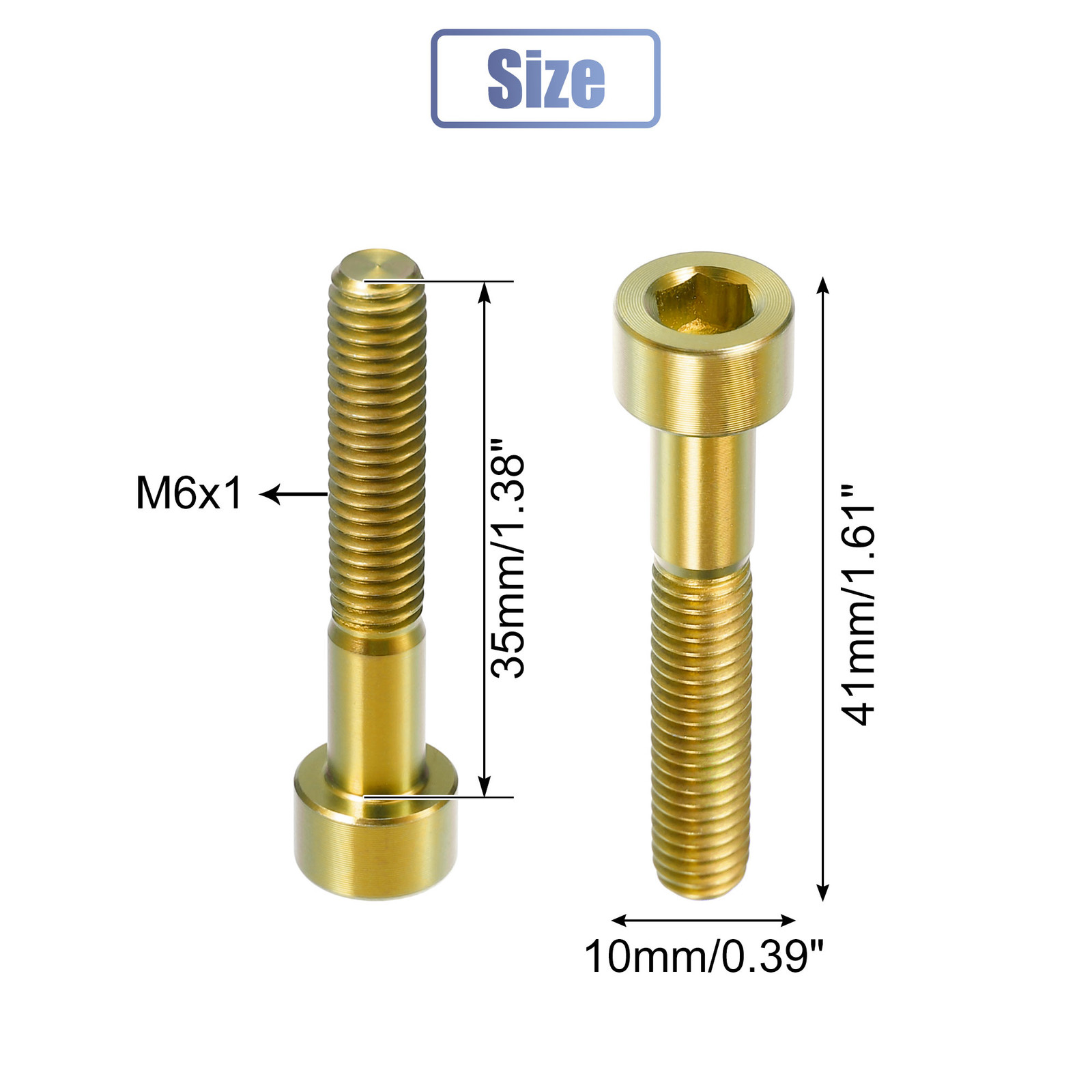 Gold Tone M6x35 Bike Stem Bolt Bicycle Bike Headset Stem Bolt Titanium Alloy