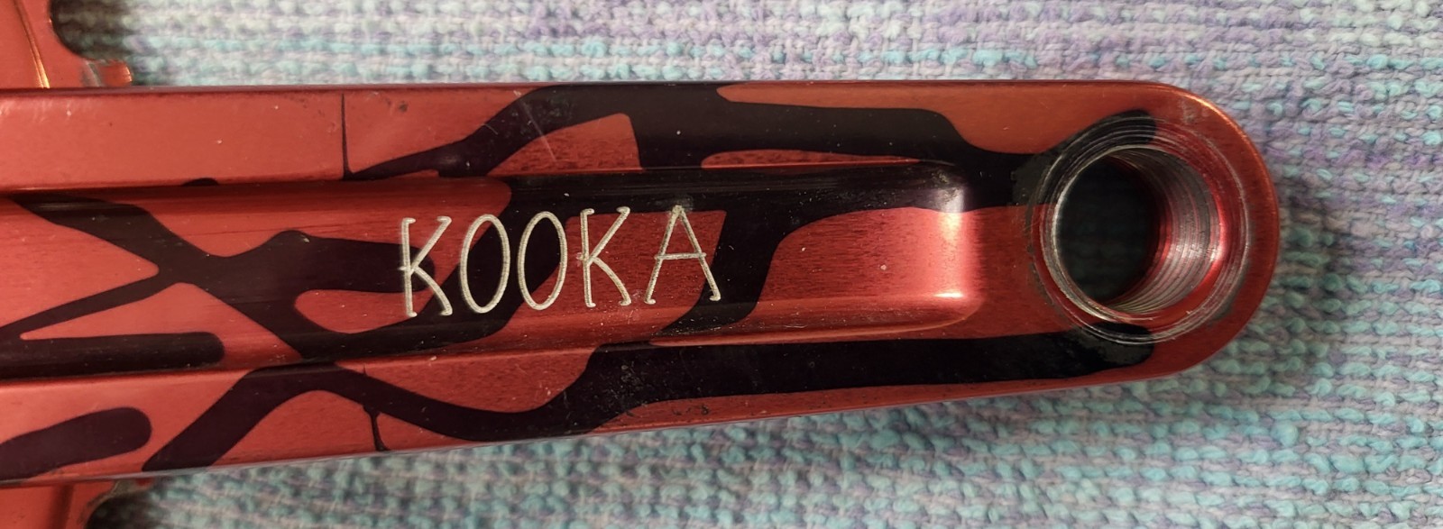 Kooka Vintage Crankset Triple 44/32/22 Red with Black, 175mm Square Taper