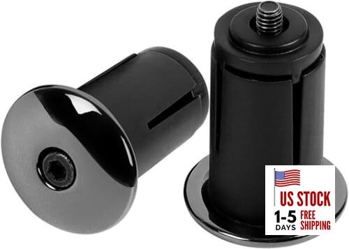 1 Pair Aluminum Alloy Bike Handlebar Bar End Plugs – Lightweight Black Road