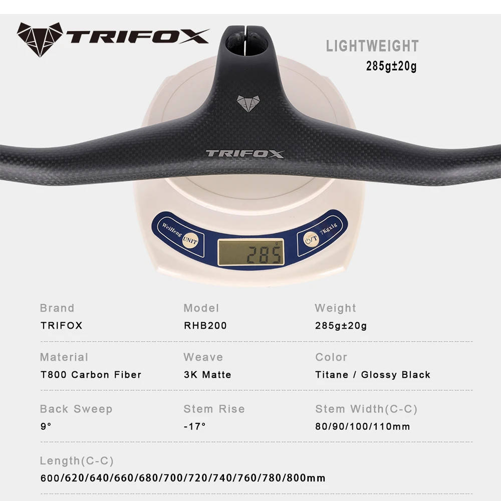 Carbon Fiber Integrated Handlebars Mountain Bicycle Riser Bar Angle -17°